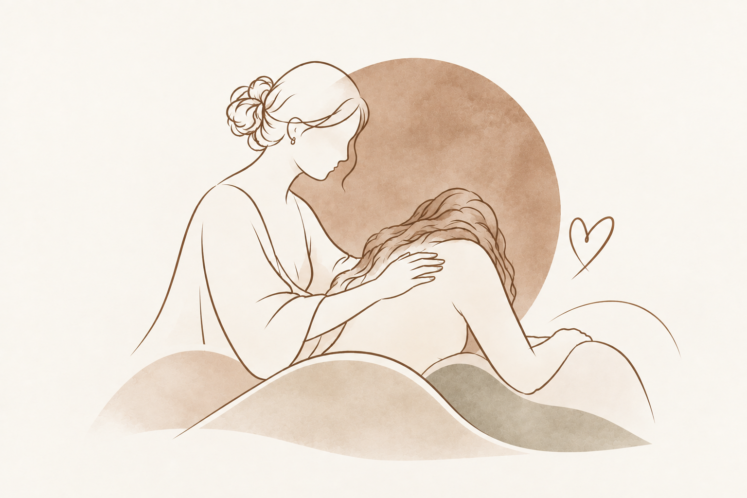 Illustration of a doula supporting a family after birth